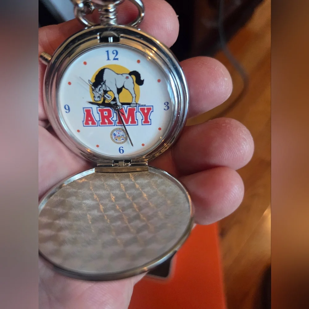 United States Army Silver Keychain And Pocket Watch By Westminster